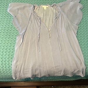 H & M us6 blue/white stripe shirt with flutter sleeves.